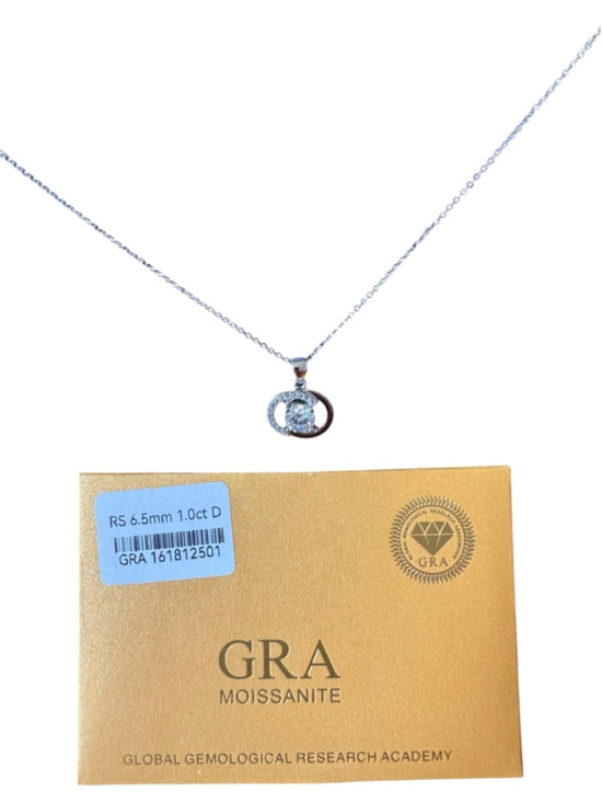 Unbranded Jewelry - Moissanite CC 925 Sterling Silver Stud Necklace with GRA Certificate - New